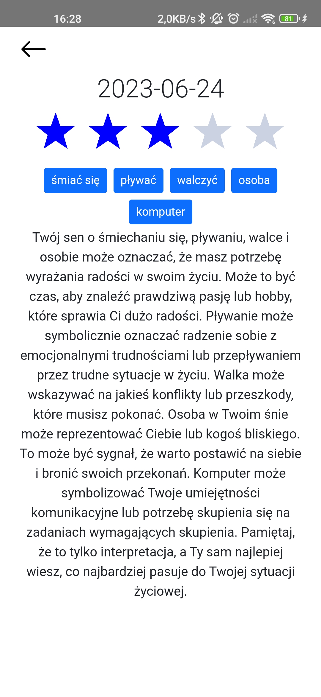 Analizator snu - ekran główny